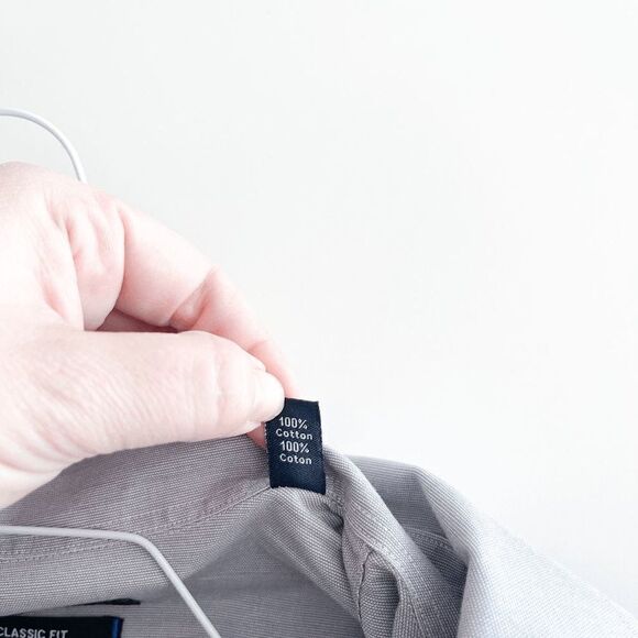 Nautica Mens Collared Classic Dress Shirt Button Long Sleeve Plain Gray Size 16 - Picture 5 of 8